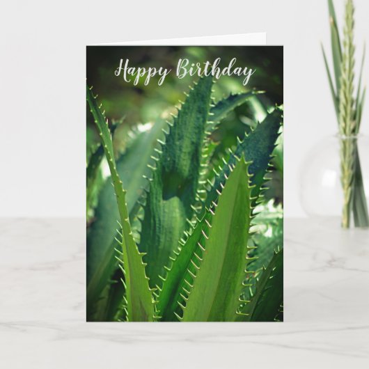 Groen Zee Leaf Garden Plant Happy Birthday Kaart (Voorkant)