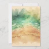 Groen Zee Ocean Beach Zomer Waterverf Bruiloft Kaart (Achterkant)