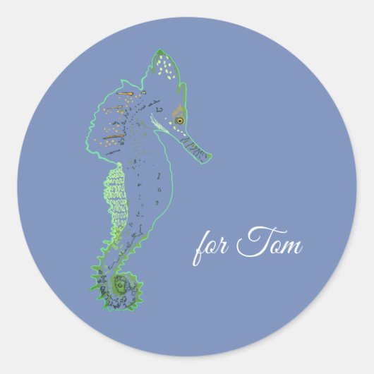 Groen Zee Paard Party Sticker (Voorkant)