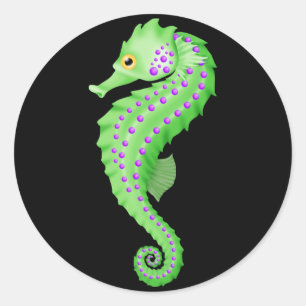 Groen Zee Paard Ronde Sticker