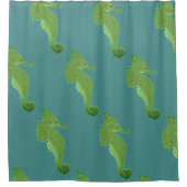 Groen Zee Paarden Patroon Douchegordijn (Voorkant)
