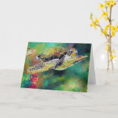 Groen Zee schilderij van de schildpad zijde Kaart (Gele Bloem)