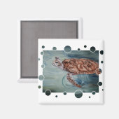 Groen Zee Schildpad bubbels Magnet (Voorkant / Achterkant)