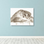 Groen Zee schildpad Canvas Afdruk (Insitu (Houten vloer))