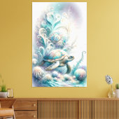 Groen Zee schildpad canvas afdrukken (Insitu (Woonkamer))