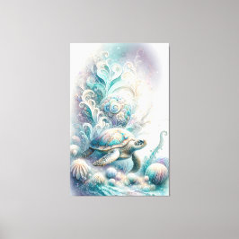 Groen Zee schildpad canvas afdrukken