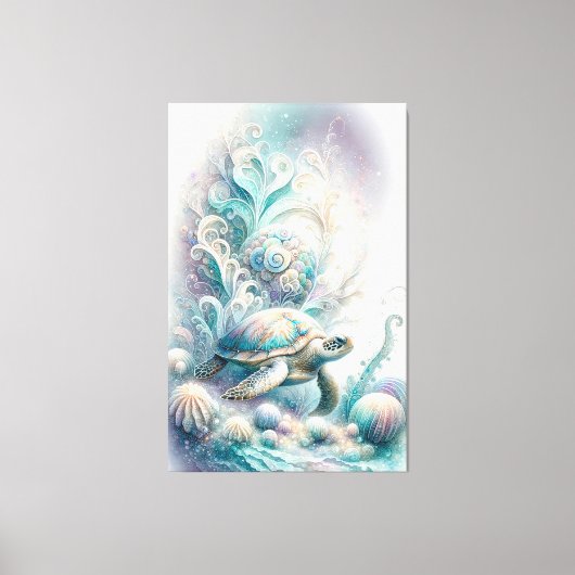 Groen Zee schildpad canvas afdrukken (Voorkant)