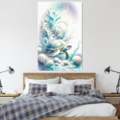 Groen Zee schildpad canvas afdrukken (Insitu (Slaapkamer))