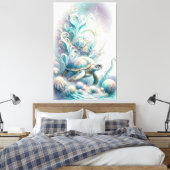 Groen Zee schildpad canvas afdrukken (Insitu (Slaapkamer))