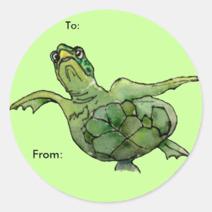 Groen Zee schildpad Cartoon - Aangepaste labels