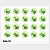 Groen Zee Schildpad Cartoon Gepersonaliseerde labe Ronde Sticker (Vel)