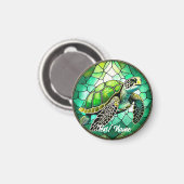 Groen Zee Schildpad Stain Glass Design Magneet (Voorkant / Achterkant)