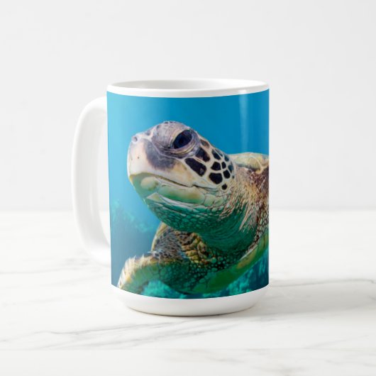 Groen Zee schildpad zwemt over koraalrif |Hawaii Koffiemok (Voorkant links)