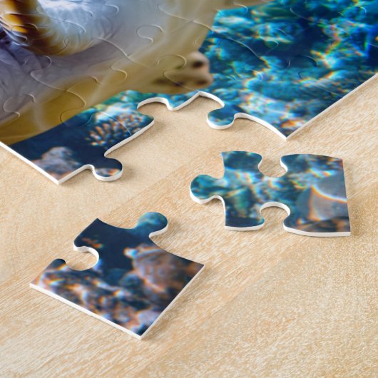 Groen Zee schildpad zwemt over koraalrif |Hawaii Legpuzzel (Zijkant)