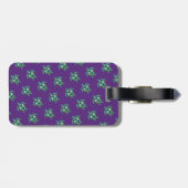 Groen Zee schildpadpatroon op Paars met monogram Bagagelabel (Achterkant horizontaal)