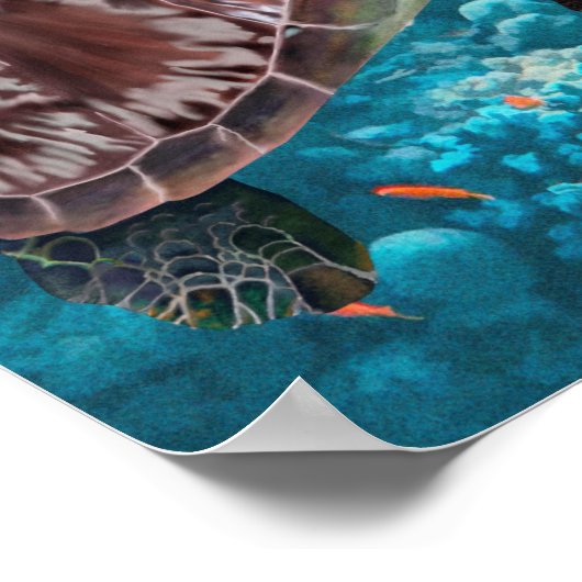 Groen Zee Schroefschildpad nabij koraalrif Poster (Hoek)