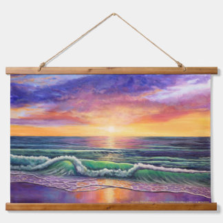 Groen Zee Sunset Painting Hangend Wandkleed