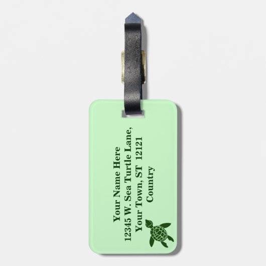 Groen Zee Turtle  Animal Patroon Bagagelabel (Achterkant verticaal)