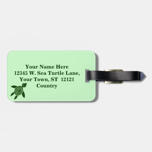 Groen Zee Turtle  Animal Patroon Bagagelabel (Achterkant horizontaal)