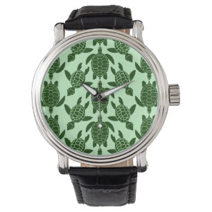 Groen Zee Turtle Animal Patroon Horloge