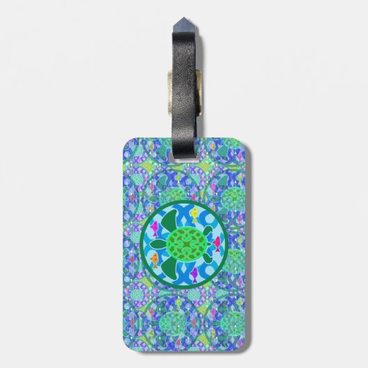 Groen Zee Turtle Bagagelabel (Achterkant verticaal)