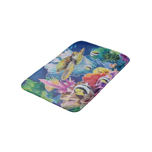 Groen Zee Turtle Bath Mat Tropical Ocean Fish (Gekanteld)