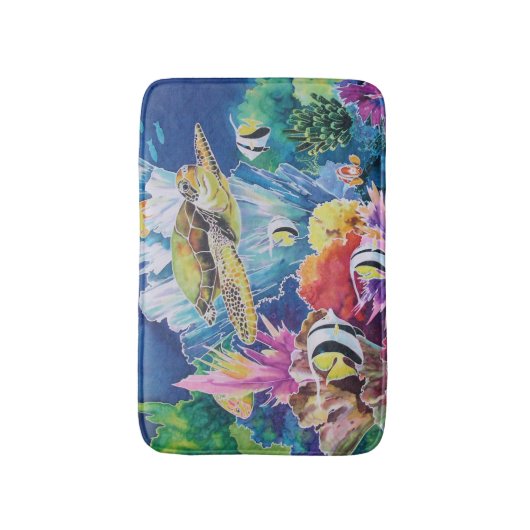 Groen Zee Turtle Bath Mat Tropical Ocean Fish (Voorkant Verticaal)