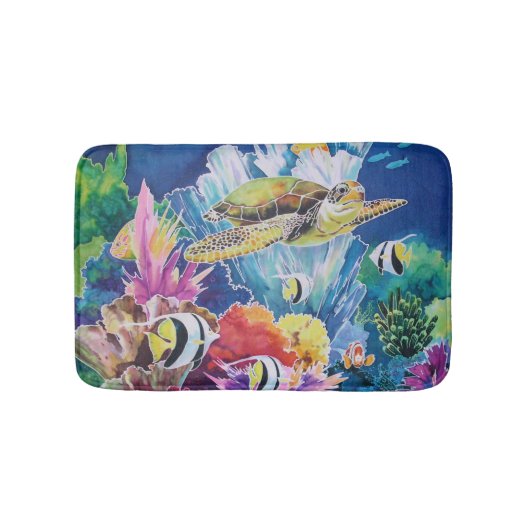 Groen Zee Turtle Bath Mat Tropical Ocean Fish (Voorkant)