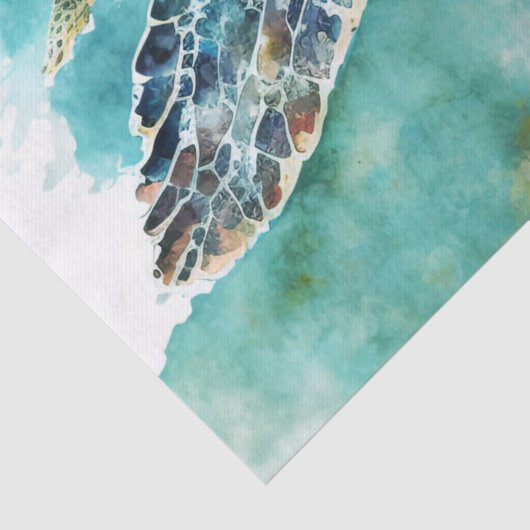 Groen Zee Turtle Decoupage Tissuepapier (Detail)