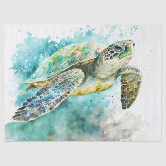 Groen Zee Turtle Decoupage Tissuepapier (Voorkant)