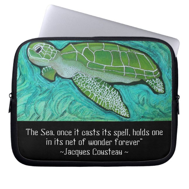 Groen Zee Turtle Electronics Sleeve (Voorkant)