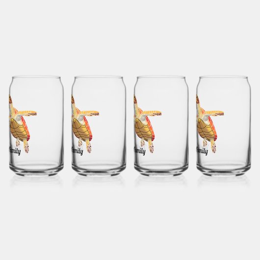 Groen Zee Turtle Monogram Blikvorm Glas (Links)