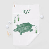 Groen Zee Turtle Monogram Golfhanddoek (Insitu)