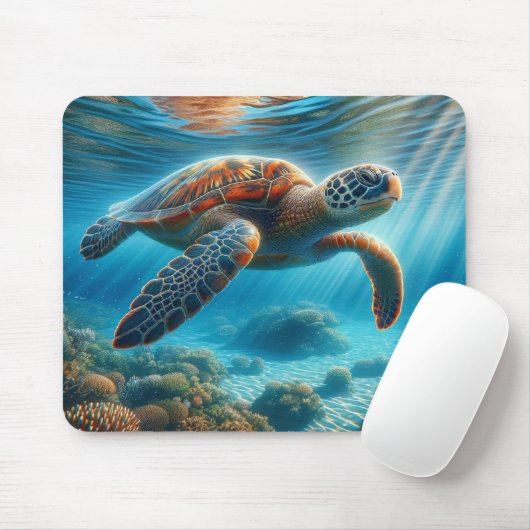 Groen Zee Turtle Mousepad Muismat (Met muis)