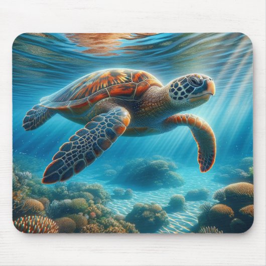 Groen Zee Turtle Mousepad Muismat (Voorkant)