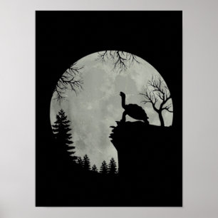 Groen Zee Turtle Ocean Turtle Howling Est Moon Poster