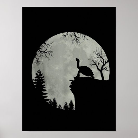 Groen Zee Turtle Ocean Turtle Howling Est Moon Poster (Voorkant)