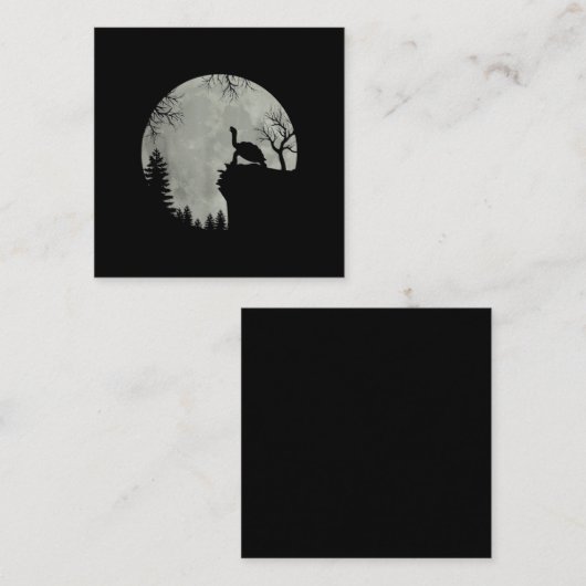 Groen Zee Turtle Ocean Turtle Howling Est Moon Vierkante Visitekaartje (Voorkant / Achterkant)