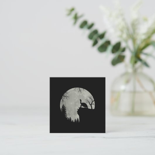 Groen Zee Turtle Ocean Turtle Howling Est Moon Vierkante Visitekaartje (Staand voorkant)