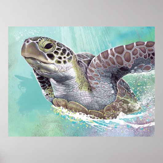 Groen Zee Turtle Poster (Voorkant)