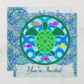 Groen Zee - Uitnodigingen voor schildpad (Voorkant / Achterkant)