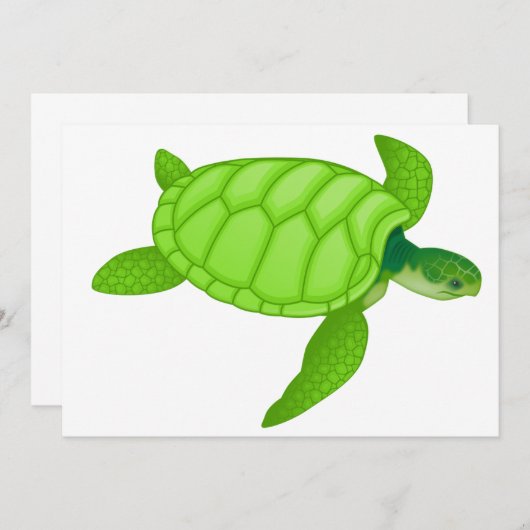 Groen Zee - Uitnodigingen voor schildpad (Voorkant / Achterkant)