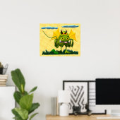 Groen zeemijpmonster geanimeerd teken poster (Thuiskantoor)