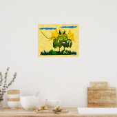 Groen zeemijpmonster geanimeerd teken poster (Keuken)