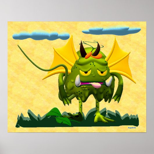 Groen zeemijpmonster geanimeerd teken poster (Voorkant)