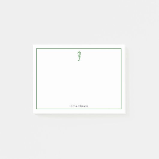 Groen zeepaarddier illustratie zeeleven minimaal post-it® notes (Voorkant)