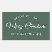 Groen Zeer Vrolijk Kerstmis Familienaam Cadeau Lab Rechthoekige Sticker (Voorkant)