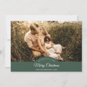 Groen Zeer Vrolijk Kerstmis Vier Foto Horizontaal Feestdagenkaart (Voorkant)