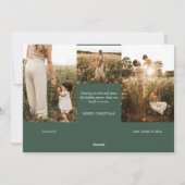 Groen Zeer Vrolijk Kerstmis Vier Foto Horizontaal Feestdagenkaart (Achterkant)