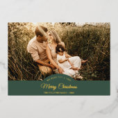 Groen Zeer Vrolijk Kerstmis Vier Foto Horizontaal Folie Feestdagenkaart (Voorkant)